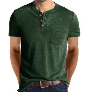 Herren Polos Sommer Henley-Kragen T-Shirts Herren Kurzarm Casual Herren Tops T-Shirt Mode Solide Baumwolle T-Shirt für Männer 230511