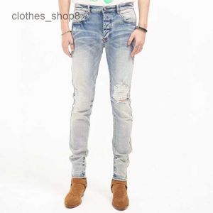 Designer Jeans Men's Jean Amirres Denim Mens Pants Off High Street Fashion Märke Långa jeans Slim Kne Hole Patch Beggar 87Dy