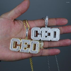 Collane con ciondolo Out Shadow CEO Lettera con zircone cubico pieno pavimentato ciondolo pesante gioielli collana hip-hop placcata oro argento