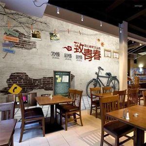 Wallpapers Retro Nostalgic Theme Restaurant Brick Wall Background Mural Wallpaper Cafe Snack Bar Industrial Decor Paper 3D