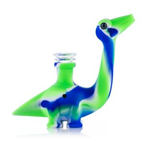 Tubi in silicone colorato Dinos Dinosaur Style Portable Rimovibile Convert Glass Singlehole Filter Bowl Dry Herb Tabacco Portasigarette Bong Tubo per fumatori