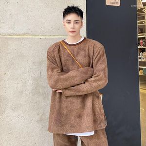 Herrtröjor 2023winter slips mohair färgämne ull avancerad män höst tröja topp kvinnor streetwear vintage mode lös casual pullover