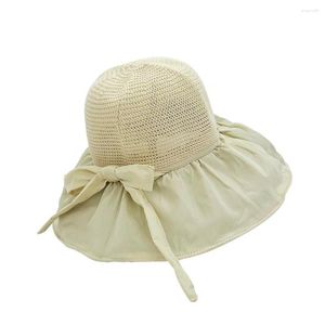 Cappelli a tesa larga Cappello da pesca chic Packable Large Bowknot Pieghevole Cappello da pescatore anti-UV estivo da donna Protezione solare