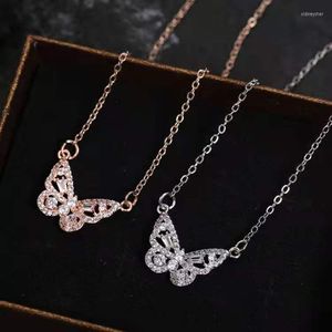 Chains Trendy Jewelry Women Elegant Gold Silver Plating Stainless Steel Butterfly Pendant Charms Necklace