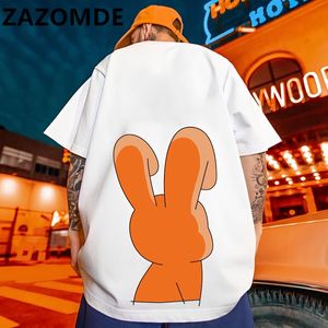 Mens Tshirts Zazomde Cartoon Rabbit Print Tshirts Summer Streetwear Loose High Street Tops Tees Clothing Overdimased T Shirt för 230511