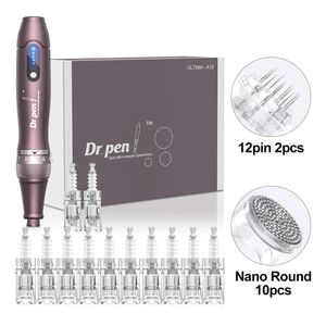 Dr. Pen Ultima A10 Pen Microneedle Roller med 12 patroner Trådlös Derma Auto Pen Electric Micro Needles Skin Care Machine