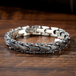 S925 Sterling Silver Dragon Bone Mönster Armband Men Hip Hop Trendy Thicked Domineering Vintage Lyxig smyckespresent