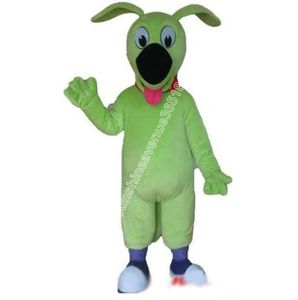 Green Happy Dog Mascot Costume Top Cartoon Anime Tema Carattere Carnival Unisex Adulti Dimensioni della festa di compleanno di Natale Abito da esterno