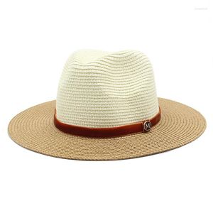 Chapéus de aba larga verão casual sol para homens letra de moda m letra m jazz straw shade de praia panamá chapéu por atacado e varejo