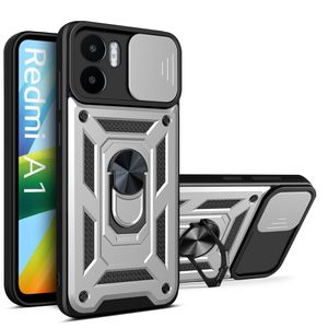 Venda quente Capas de telefone para Redmi A1 + A2 + 4G 13C 13 Lite 13 Ultra Note 12 11 Pro POCO X5 5G com câmera deslizante Suporte de anel de janela Suporte para carro Suporte de proteção resistente para telefone