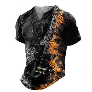 Camisa Rukas Henry T-shirt Guitar Guitar Henry Clothing 3D Imprimir esportes casuais de manga curta Impressão de moda