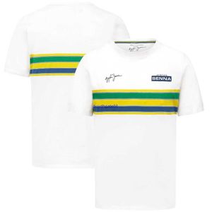 3wah 2023 Fashion F1 Men's t Shirt Formula One Team Ayrton Senna Stripe Sports Leisure Breathable Adult Children's Top Short Sleeve Wv8n