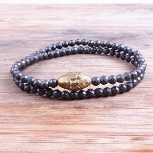 Strand Men's Hematite Bead & Carving Pendant Stretch Bracelet For Men