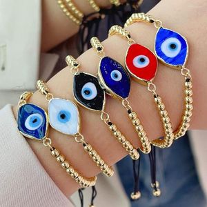 Strand 10Pcs 2023 Fashion Elegant Women Lucky Eye Bracelet With Golden Plated Beads Turkey Glass Eyes Handmade Adjustable Bangles