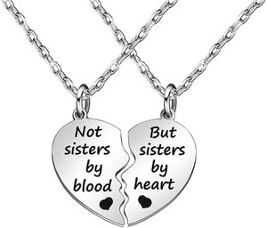 Cadenas con forma de corazón roto, collares de amigos para mujeres y niñas, regalo de joyería, no hermanas por sangre, sino collar de amistad