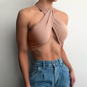 Women's Tanks Sexy Crop Hanging Neck Leggings Wrapped Chest Vest For Women