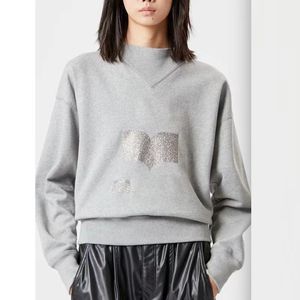 Women's T-shirt France 2023 new fashion simple letter flocking printed trend triangle collar sweatshirt women's casual long-sleeved wool circle hoodie