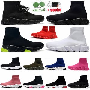 2023 Designer Sock Shoes For Mens Womens Stretchy Knit Tripler Black White Oreo Cyned Walking Casual Sneakers Tidlösa och mångsidiga tränare