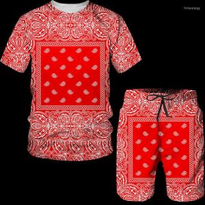 T-shirt imprimido em trilhas masculinas e shorts Bandana Padrana Summer Summer Men Sports Sports Trechsuit Men Plus Size S-7xl