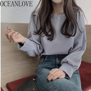 Camicette da donna Camicie OCEANLOVE Office Ladies Solid Manicotto a sbuffo Primavera Top Elegante Camicetta retrò Donna Chic Loose Blusas Mujer 19812 230510