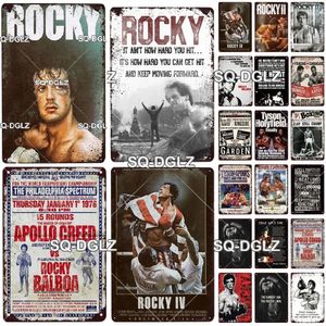 HISIMPLE Boxing Star Metal Tin Sign Vintage Sport Poster Metal Painting Club Metal Plaque Plate Health Wall Decor Tin Signs Rocky Music Poster Paintings 30X20CM