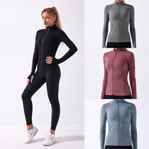 Camisas ativas 2023 Jaqueta feminina Mulher Jerseys Sportswear Yoga Top Manga Longa T-shirt Sports Fitness Roupes Sport Coats Gym