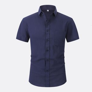 Men's Casual Shirts Men Slim Formal Social Shirt Male Cotton Business Dress Shirts Blouses Short Sleeve Casual Work Shirts Elegant Tops Man Clothing 230511