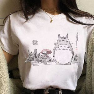 Kadın T-Shirt Leuke Kat T Shirt Benim Komşum Totoro T-Shirt Kadınlar Ghibli Tshirt Kaii Tee Miyazaki Hayao Komik Karikatür Top Gömlek Kadın P230510