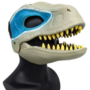 Party Masks 3D Dinosaur Mask Role Play Props Performance Headgear Jurassic Raptor Dino Moving Jaw Dinosaur Mask Halloween Carnival Gifts* 230511