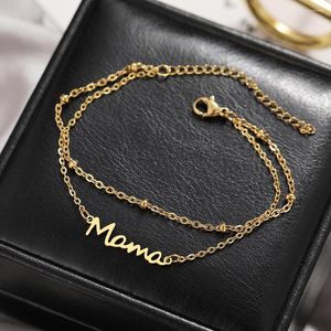 Bracelets de link Aço inoxidável Moda coreana Mama pendente de multa-camada Charms de cadeia de contas Bracelete para mulheres Jóias Mãe Presentes da Mãe