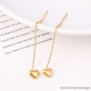Stud Stainless Steel Gold Color Tassel Heart Drop Earrings Trend Earrings For Women Cute Gift Party New Fashion Jewelry