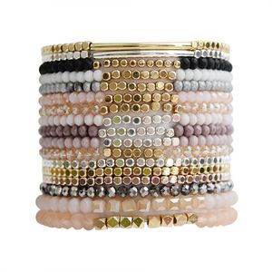 18 cm 1 filo di cristallo di Boemia braccialetti multicolore acrilico perline di rame braccialetti gioielli di colore dorato per le donne spedizione gratuita