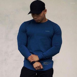 Men's T Shirts Men's Bodybuilding Sports Workout Running Long Sleeve Compression Tshirt Fitness Clothing Male Skinny Tights Shirt Cotton