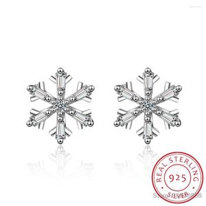 Stud -oorbellen Moissanite Women Snowflake Earring 925 Sterling verzilverd Rhodium Sparkly Fine Jewelry Cadeau