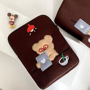 Laptop Bags Cute Bear Laptop Case for Macbook Ipad 10 11 14 15 15.6 Inch Cover for Ipad Pro 11 12.9 ASUS Notebook Liner Bag Storage Pouch 230511