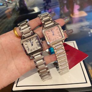 Fashion Full Brand Wrist Watches Women Ladies Girl Popular Square Style Luxury Steel Metal Band Quartz Tank Luxury With Logo Clock CA 89