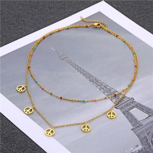 Pendanthalsband 2023 Trend Eiffeltornet Dubbelskikt Halsband för kvinnor Rostfritt stål Choker Tröja kedja smycken bröllop