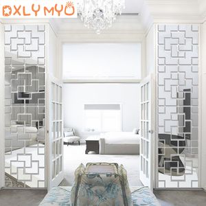 Party Decoration 3D Creative Wall Stickers Geometric Quadrangle Design Akryl Mirror Sticker Living Room Bedroom Porch TV Bakgrund Dekor 230510