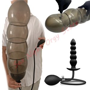 Brinquedos anal sm super longos 5 contas infláveis ​​de plugue anal coluna de silicone incorporado expansível 14cm Big Butt Plug Pump Bomba BDSM Toy Ass Dilator 230511