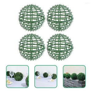 Decorative Flowers 4 Pcs Green Wreath Floral Arrangements Holder Fake Greenery Support Flower Balls Rack 3d Orbs Circle Forms