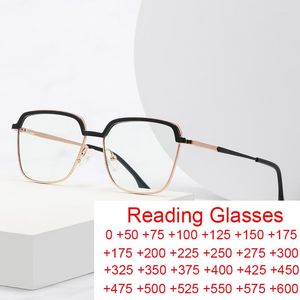 Óculos de sol Fashion Square Reading Glasses Women Anti -Blue Light Metal Metal Poligon Prescription óculos ópticos hiperópia óculos de hiperópia