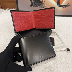 Novo masculino carteira dobrável designer titular do cartão de luxo carteira de couro vermelho pasta fina caixa original embalagem saco crossbody