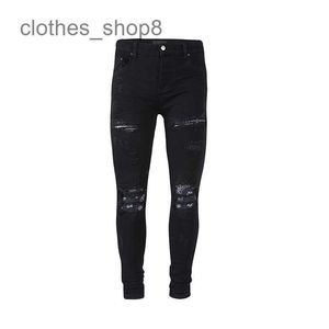 Designer Jeans Men's Jean Amirres Denim Mens Pants Wash Black Hole Cashew Flower Patch Elastic Slim Men and Women High Street Fashion Brand My49