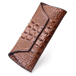 Wallets European Fashion Crocodile Pattern Cow Leather Wallet Female Long Handbag Large Capacity Magnetic Buckle
