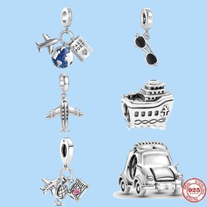 925 Pandora Takı Boncukları için Gümüş Takılar Uçak Araç Buharlı Pasaport Dangle