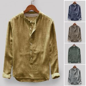 Camicie casual da uomo Camicia chic primaverile Colletto alla coreana Maniche lunghe colorfast Taglie forti Top da uomo resistenti all'usura