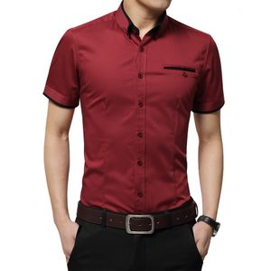 Мужские повседневные рубашки прибытие бренд бренд мужская летняя деловая рубашка с коротким рукавами из рубашки с воротником