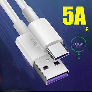 5a USB Type C Fast Charge Cable 1M 3ft 1,5M 2M 10ft SUPER Snabbladdning 100W QC -sladd för Huawei Xiaomi Samsung S23 Smarttelefon Data Sync Transfer Charger Line i OPP Bag