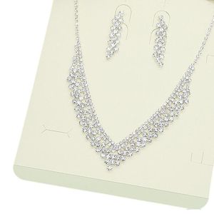Necklace Earrings Set Women's Diamond Earring Rhinestone Chain With For Brides Prom Costume Accessories FS99