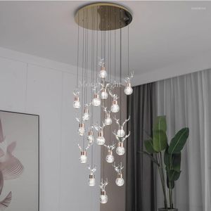 Pendant Lamps Reindeer Baubles Lobby Chandelier Entryway Cluster Light Fixture For Stairs Living Dining Room Bedroom Ceiling Lamp